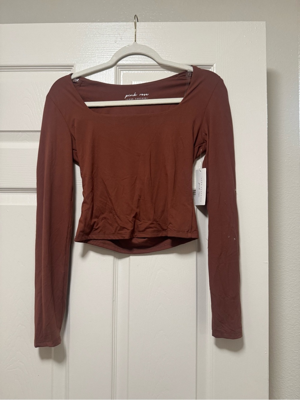 Pink Rose Juniors Square NeckLong Sleeve Knit Top